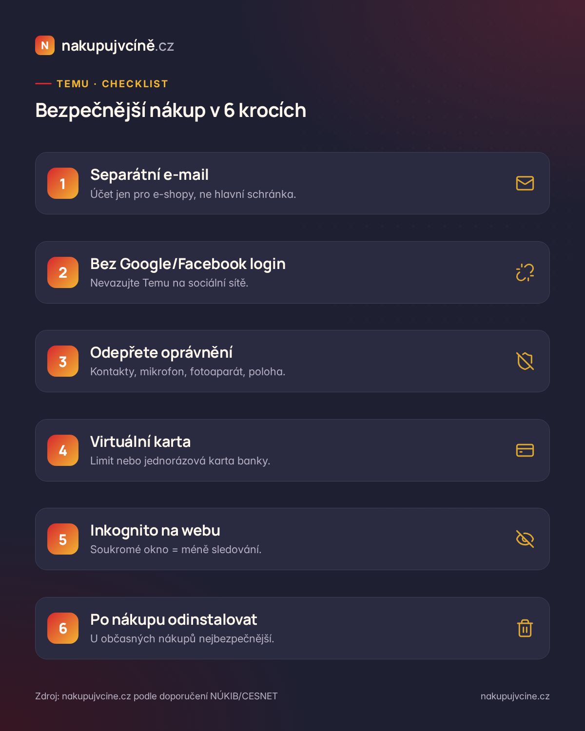 Checklist bezpečného nákupu Temu